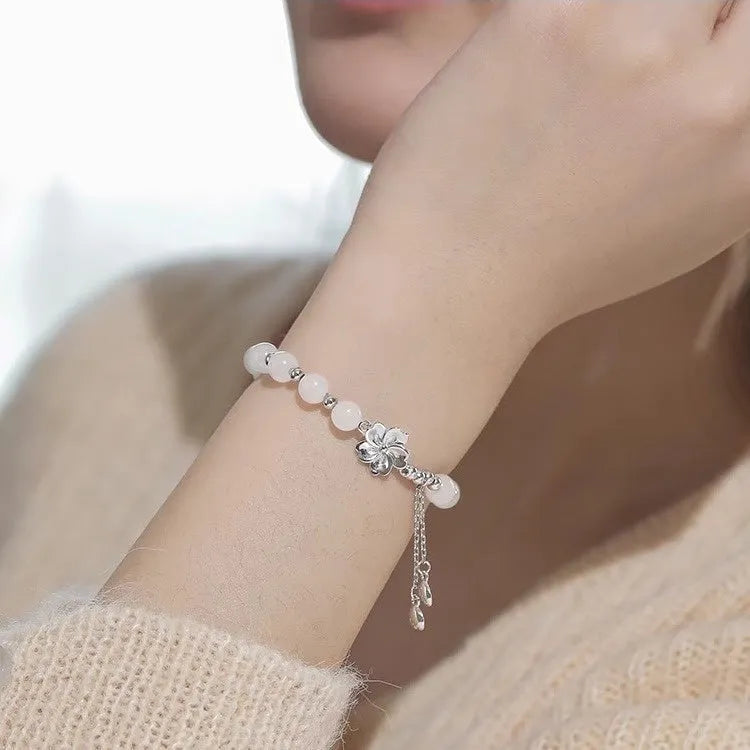 New Chinese style couple's resin bracelet with camellia lotus peach blossom floral design
