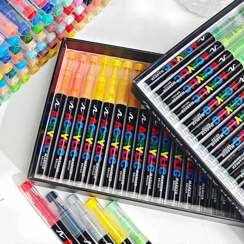 Set of acrylic paint marker pens with soft tips for graffiti and hand painting art