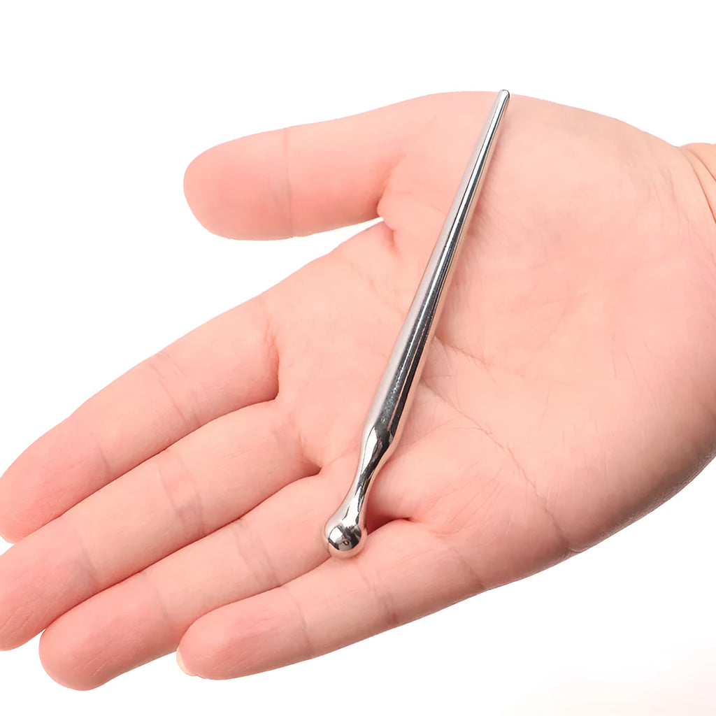 Silver metal urethral horse eye stick stimulation plug with graduated round beads