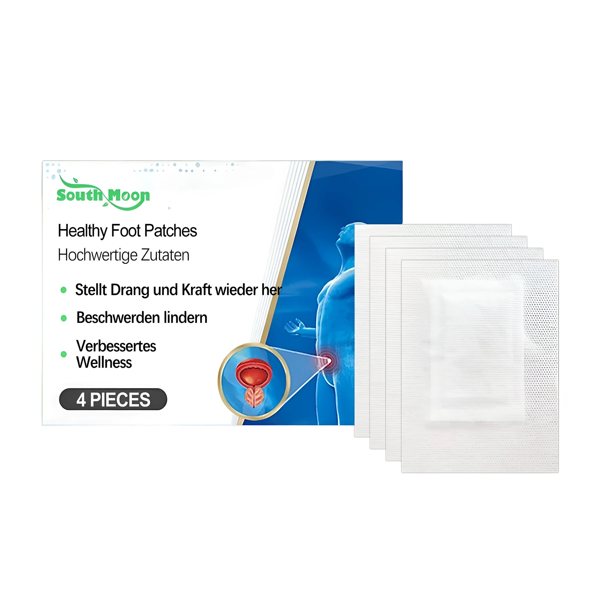 Healthy Foot Patches four-piece pack with ginger and mugwort root ingredients for topical foot application