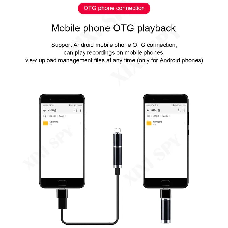 Black Amoi A1 digital voice recorder with metal housing and included headset
