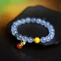 Aquamarine crystal bracelet with 8mm geometric beads in ethnic retro design