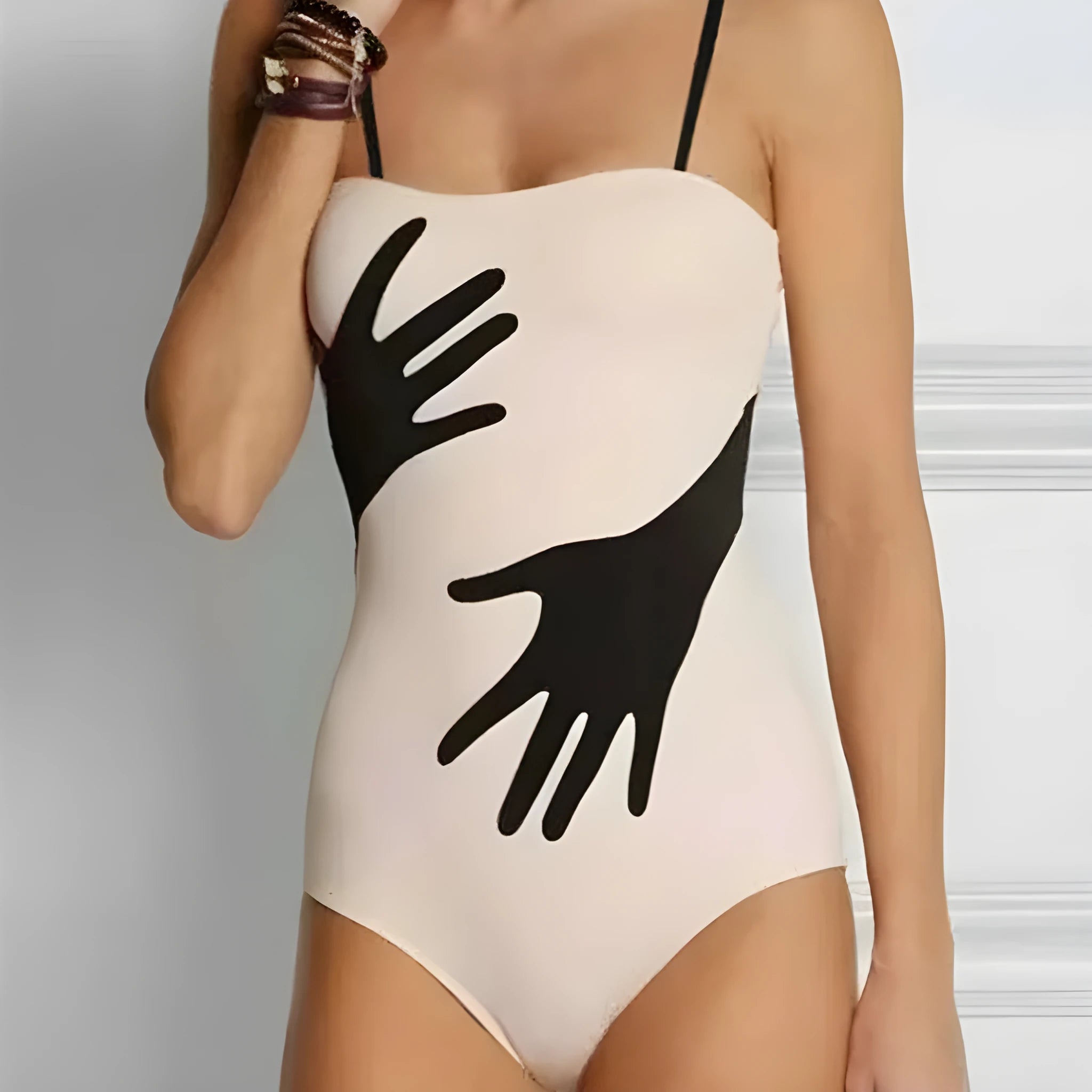 Women's one-piece bikini swimsuit with gauze skirt beach cover-up