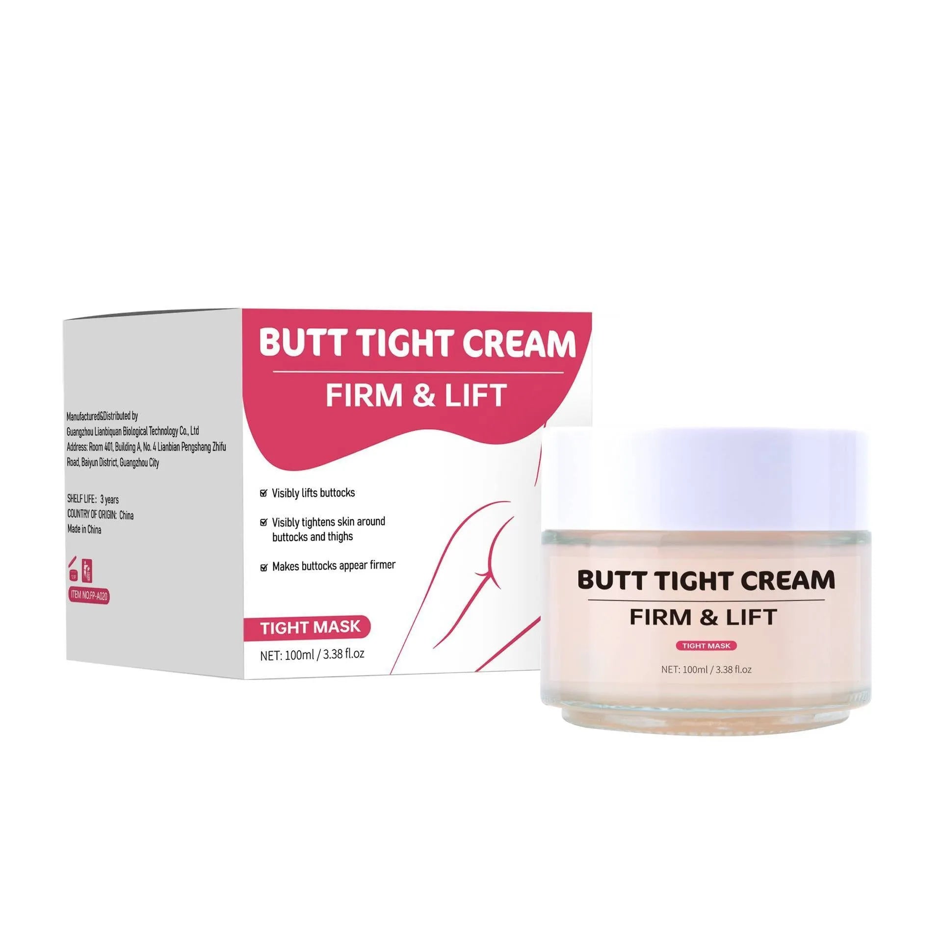 100ml hip tightening cream bottle with botanical extract formulation for skin nourishing and firming