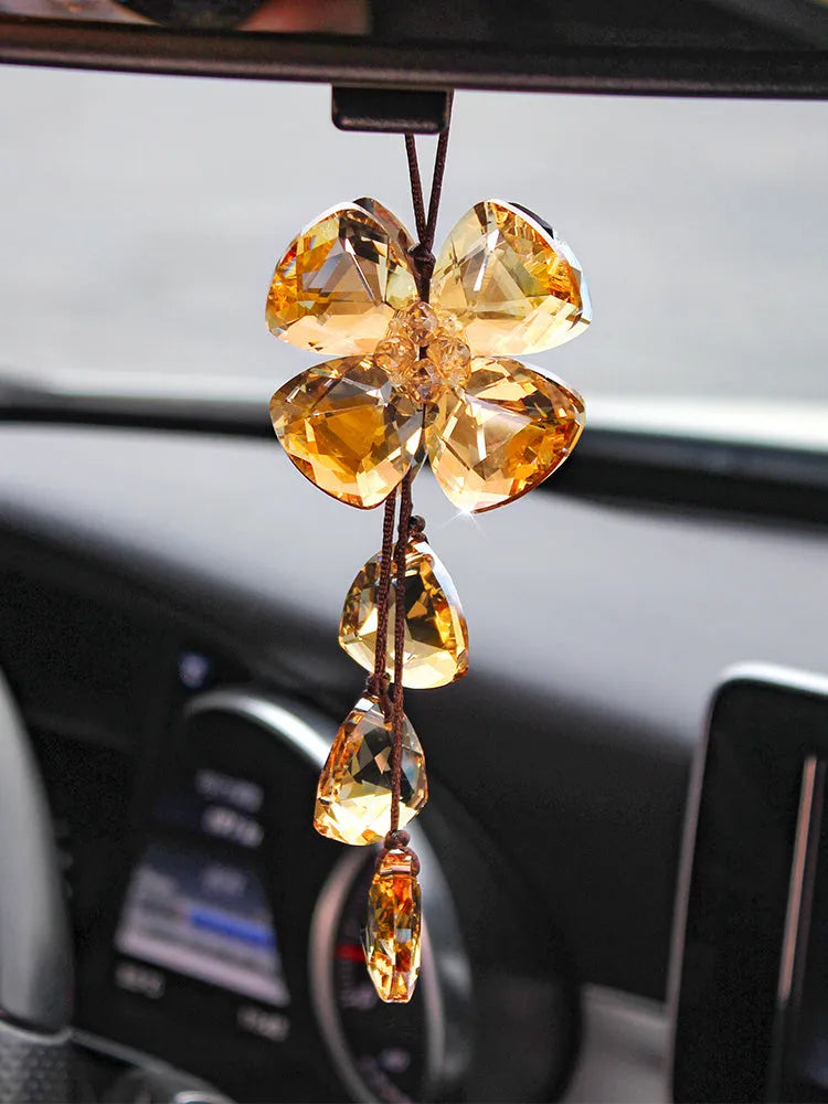 Crystal four leaf grass car pendant hanging chain decoration 20cm size