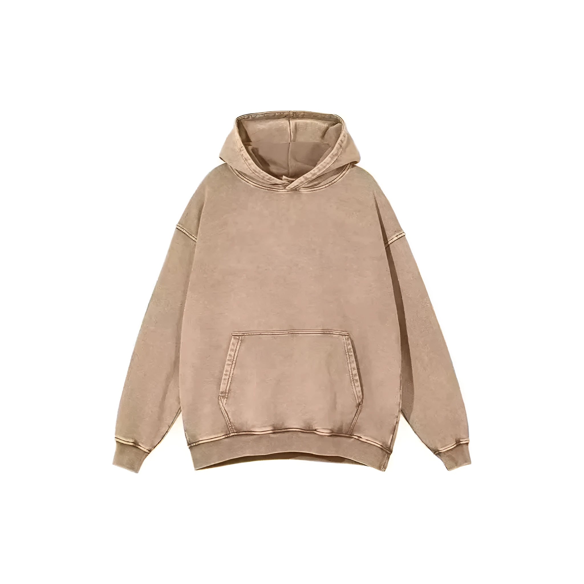Men's retro washed cotton hoodie with batik finish and drop shoulder sleeves