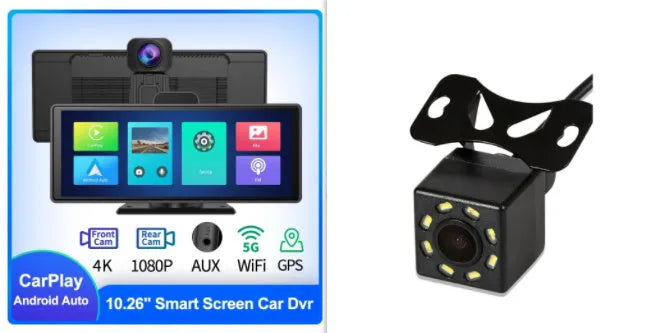 10.26 inch car dash camera with touch screen for front and rear recording