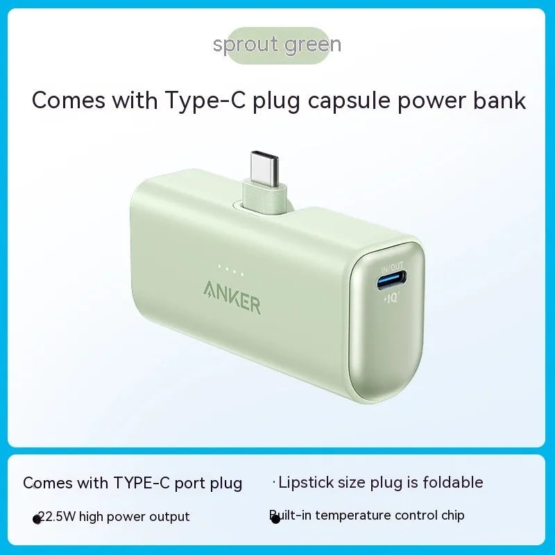 Capsule power bank in multiple colours showing compact design with foldable Type C head