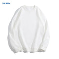 Women's loose fit cotton off shoulder sweater in a solid colour, showing round neck and long sleeves.