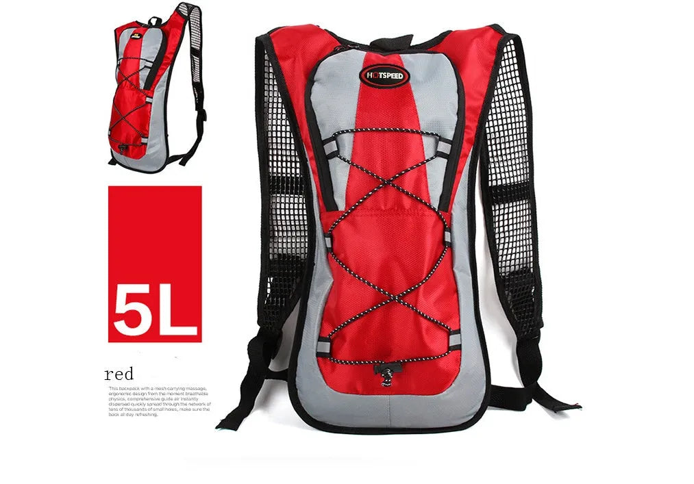 Lightweight waterproof outdoor sports backpack in black, available with 2L water bag for running and off-road riding