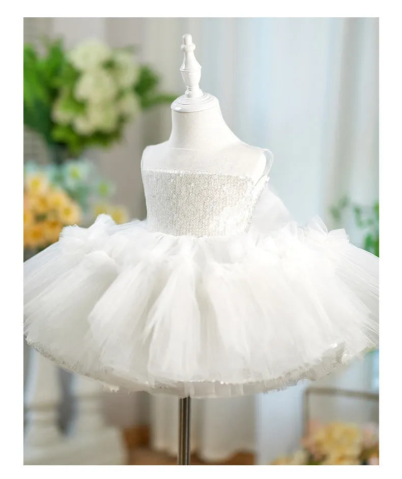 Children's sequined sleeveless pink princess dress on a girl, suitable for heights 80-160cm, polyester fabric