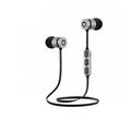 Black wireless neckband sports headset with magnetic in-ear Bluetooth earbuds.