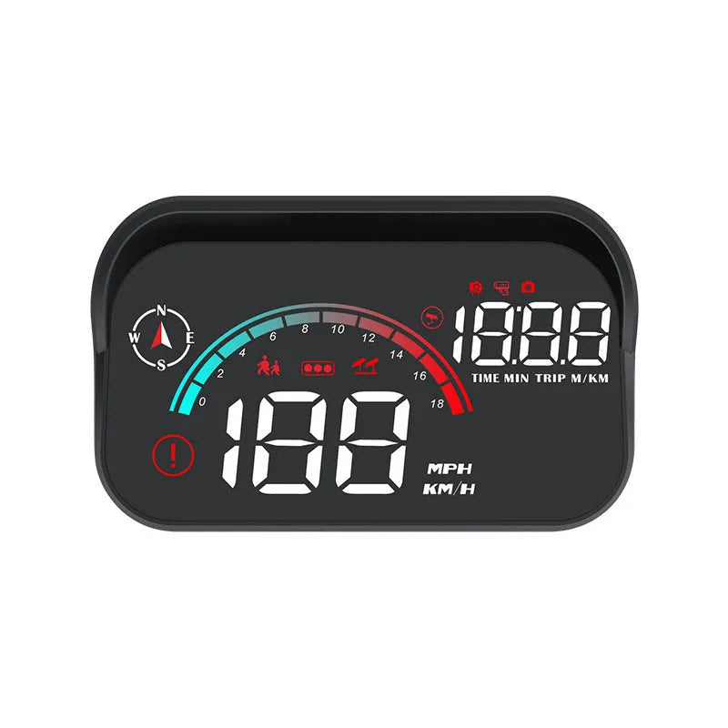 Black universal head-up display car GPS speed compass projector with USB connection