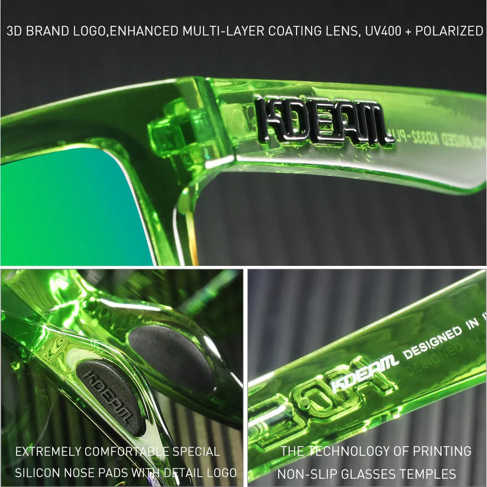 Square polarized sunglasses with TAC lenses and PC frame in multiple colour options