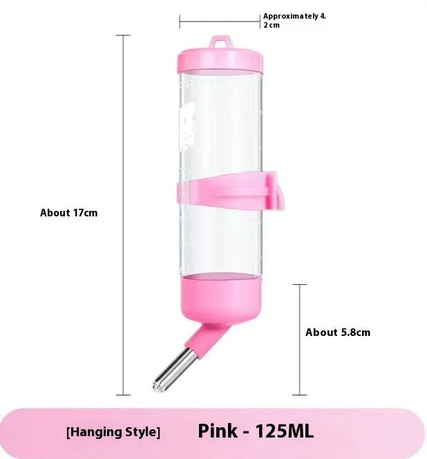 Green plastic ball kettle water feeder for small pets, shown attached to a cage.