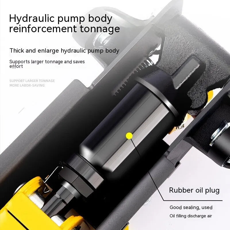 Horizontal hydraulic low profile car lifting jack with handle for tyre changes