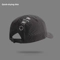 Men's adjustable mesh baseball cap in khaki colour showing breathable fabric texture