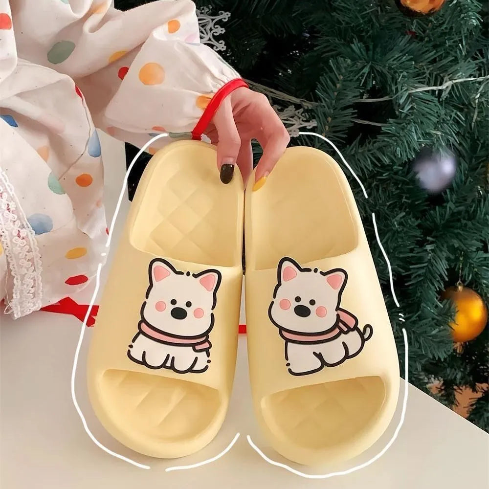 Rhombus pattern PVC flip flop slippers with thick sole in cream white colour