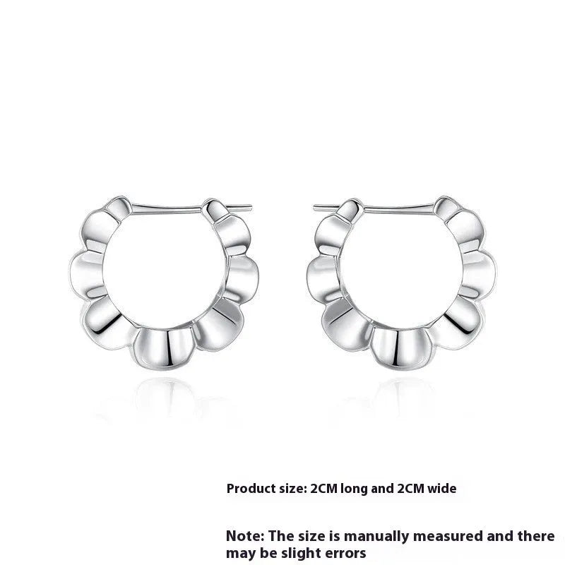 Sterling silver geometric drop earrings with round elements and electroplated finish