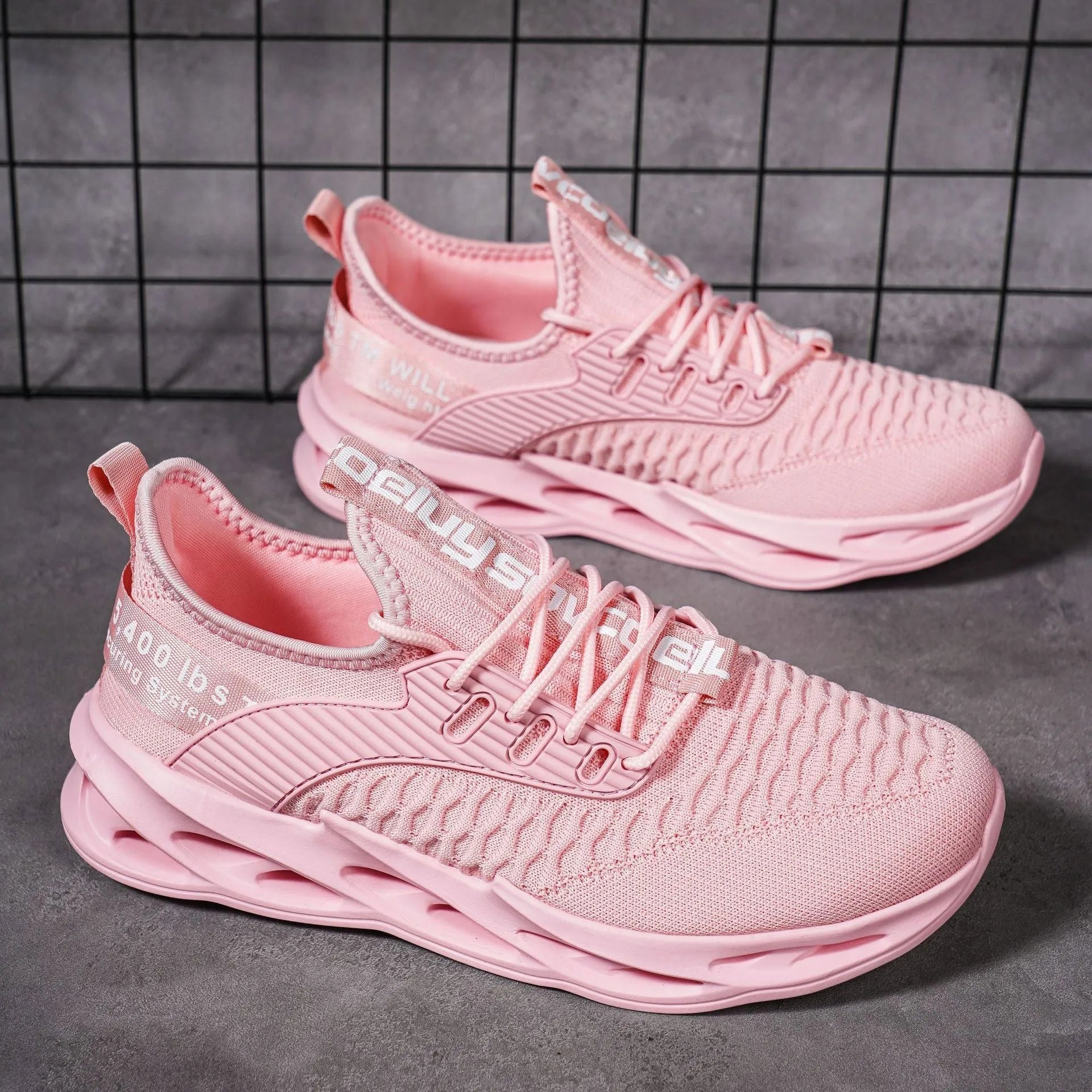 Women's FlyKnit casual shoes in mesh material with round toe and flat heel design