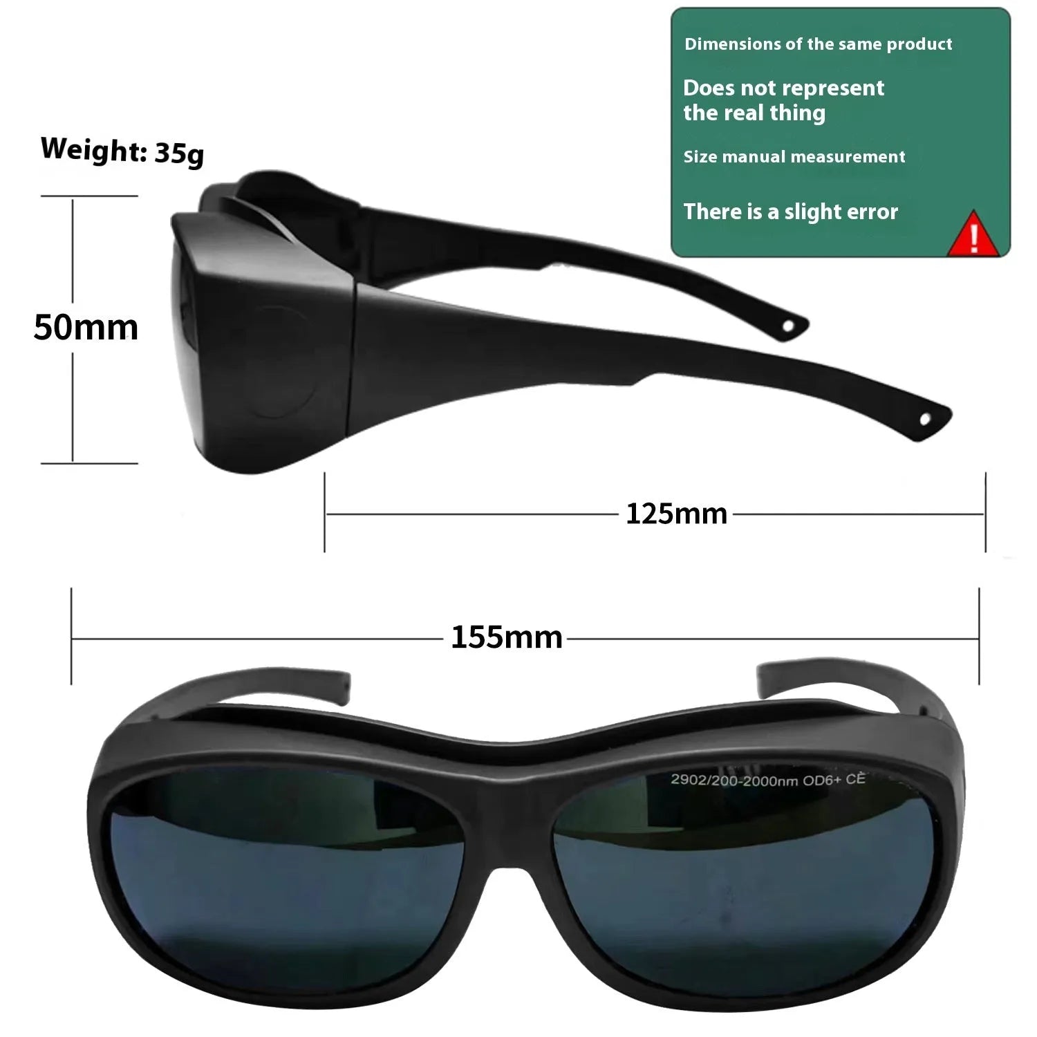 Photon skin rejuvenation laser safety goggles with polycarbonate lens for 200-2000nm protection.