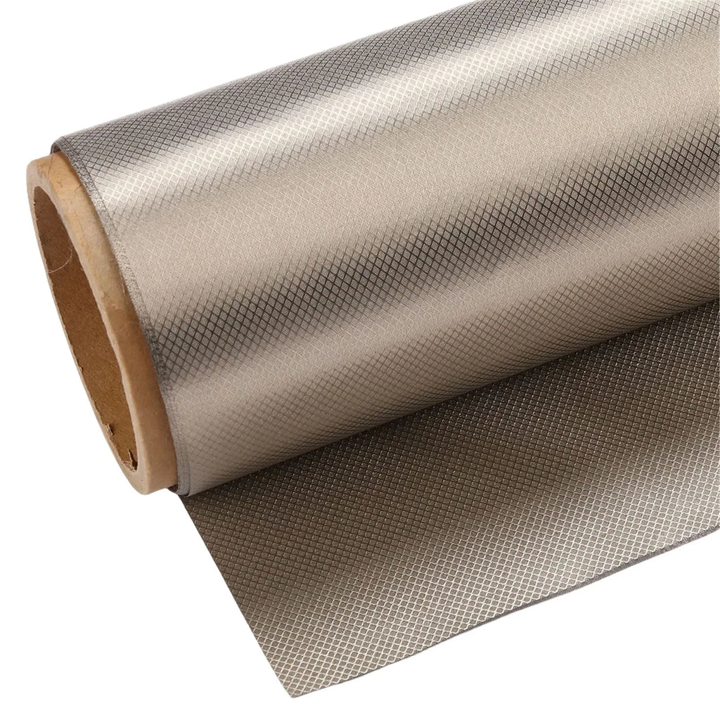 Grey diamond lattice radiation protection fabric with copper nickel blend for RFID signal shielding applications