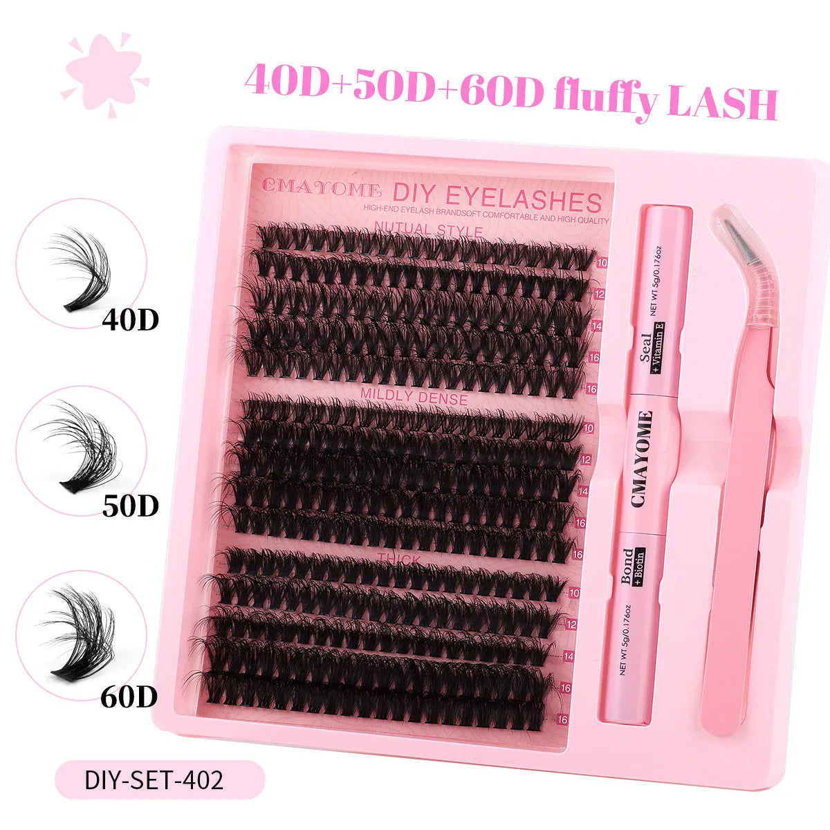 DIY segment cluster false eyelashes extension suit with tweezers for targeted lash filling