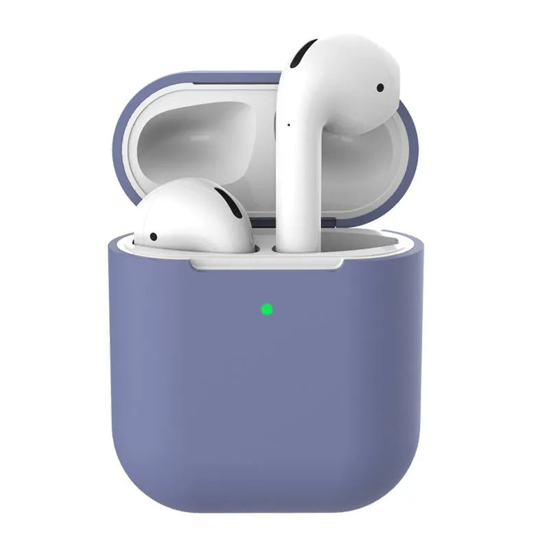 Silicone clamshell protection case for Apple AirPods 2 wireless earphones in multiple colour options.