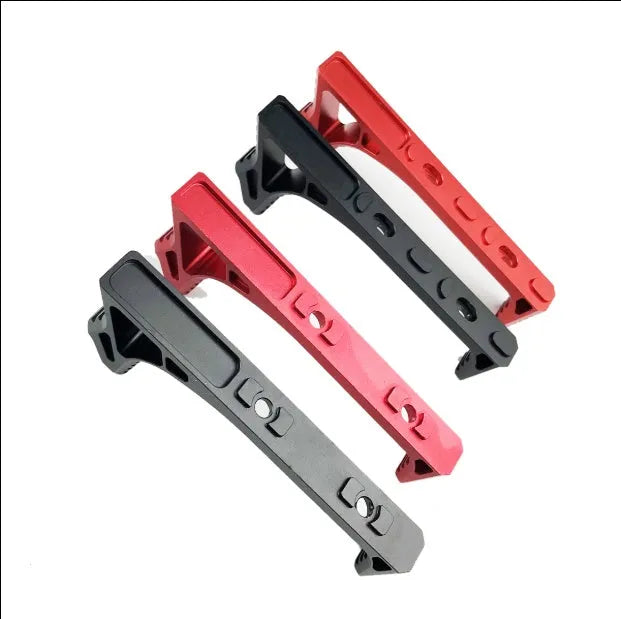 Metal hand stop accessory for keymod and m-lok rails in black and red colour options.
