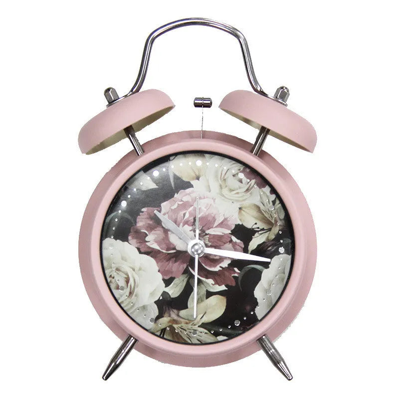 Retro cute plastic alarm clock in lotus colour with seconds display, 75x34x107mm