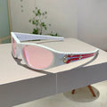 Windproof outdoor sports sunglasses with a PC frame and lens, shown in a black frame with blue lens colour option.