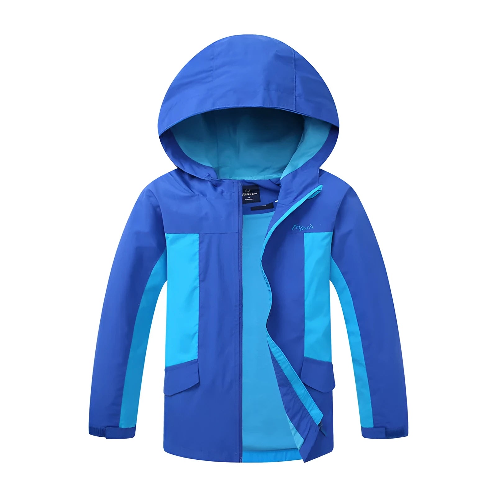 Blue slim-fit boys autumn jacket with full zip on a hanger