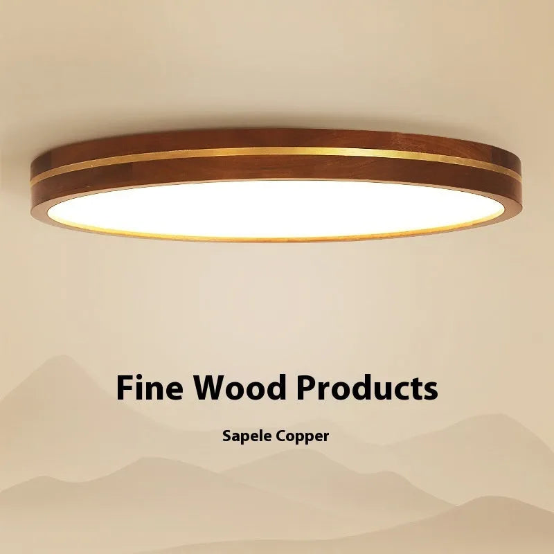 New Chinese ceiling lamp 30cm LED tri-colour dimming wooden modern minimalist for living room bedroom