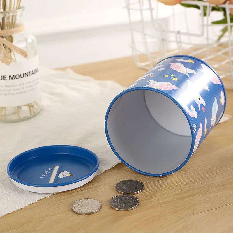 Creative British style metal piggy bank for coins, 85mm wide by 102mm tall.
