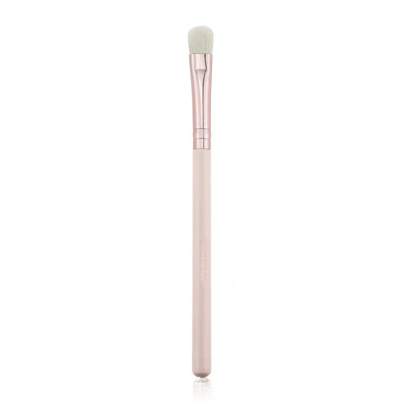 26 pink-handled makeup brushes with wooden handles and a PU storage bag.