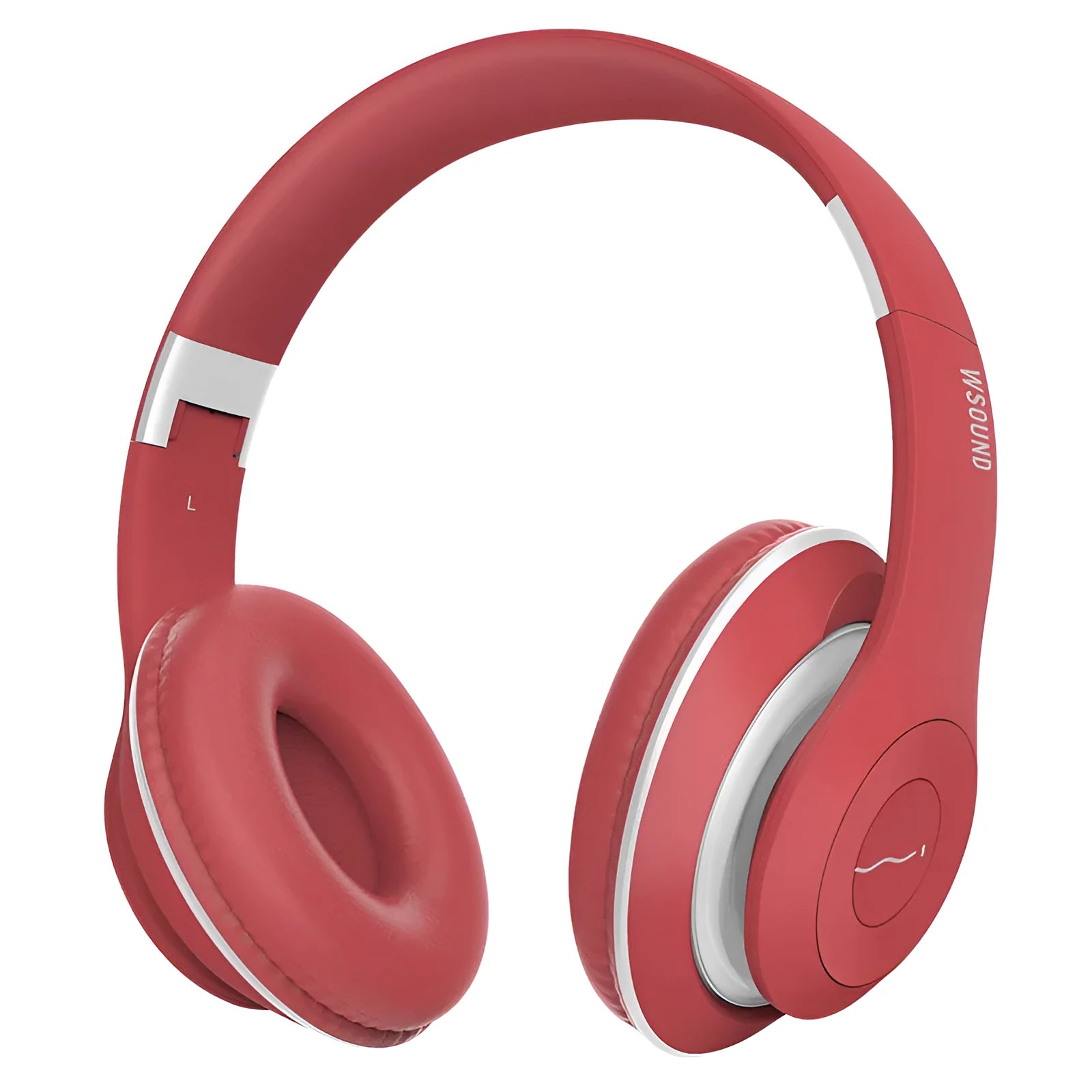Blue and red versions of a wireless Bluetooth stereo headset for dual-ear use.