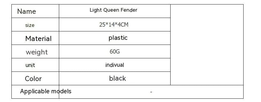 Carbon fibre rear tail mudguard and fender inner plate for Light Bee electric off-road bicycle