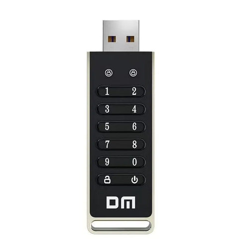 64GB metal USB 3.0 flash drive with fingerprint sensor and digital button encryption