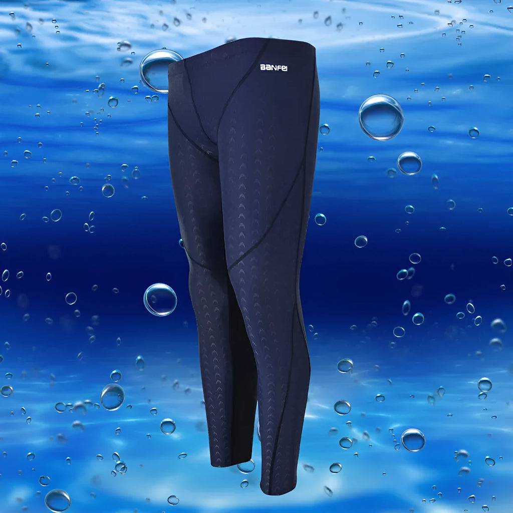 Men's black and grey line nylon cropped swimming trunks for swimming and fitness