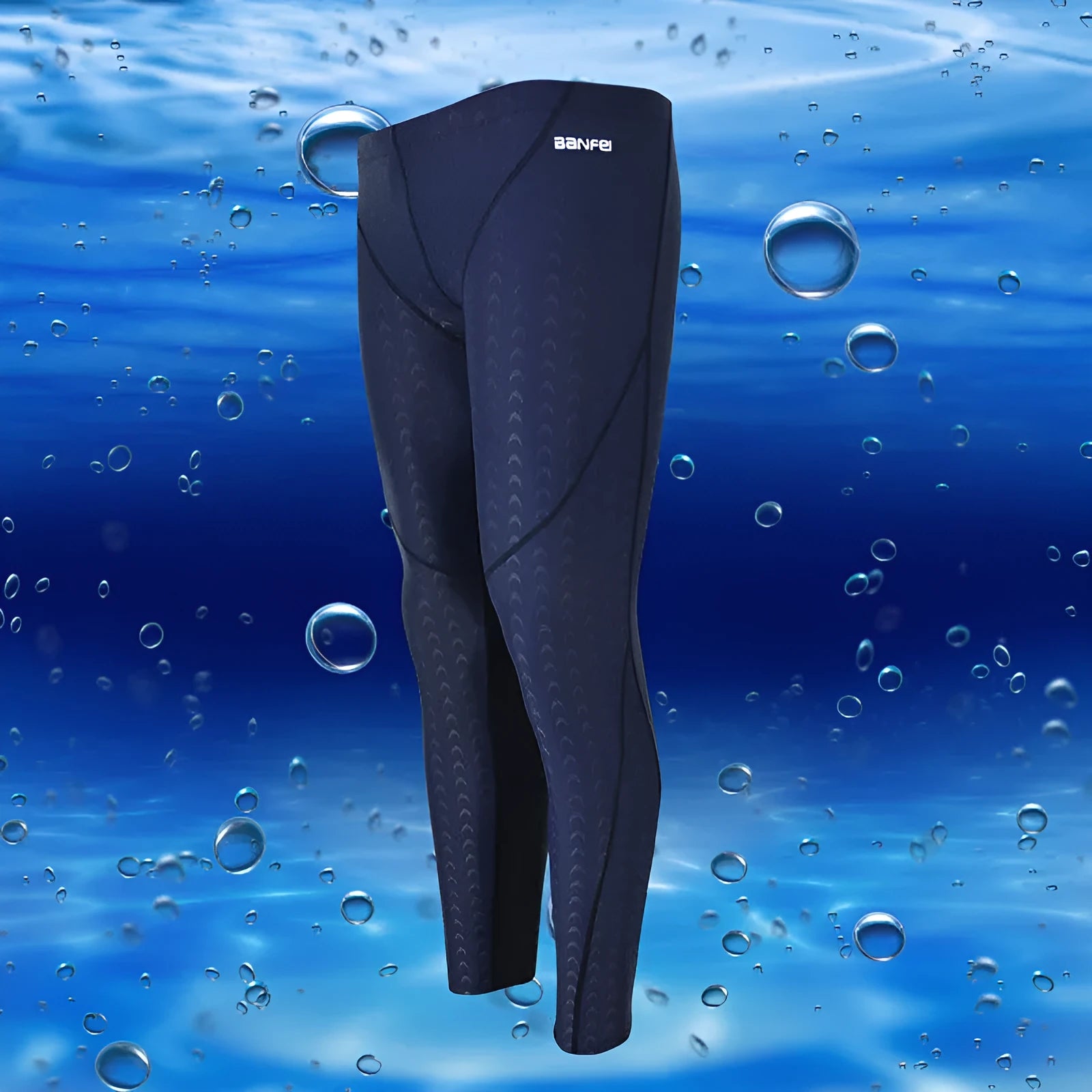 Men's black and grey line nylon cropped swimming trunks for swimming and fitness