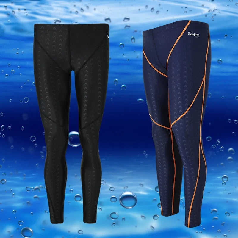 Men's black and grey line nylon cropped swimming trunks for swimming and fitness