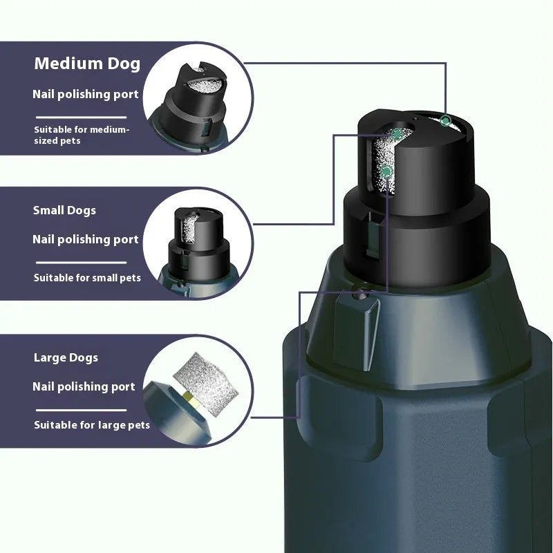 Dark blue pet nail grinder with rotary knob speed control and LED light