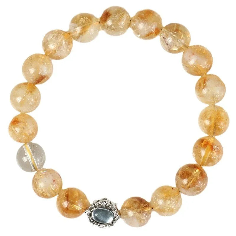 Citrine crystal bracelet with 10mm geometric beads in unisex design