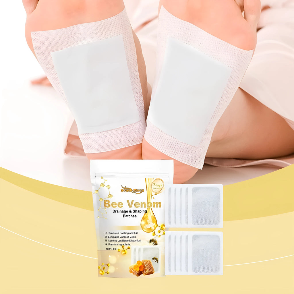 Pack of 10 Slimming Care Foot Patches with bee venom and mugwort for universal skin types.