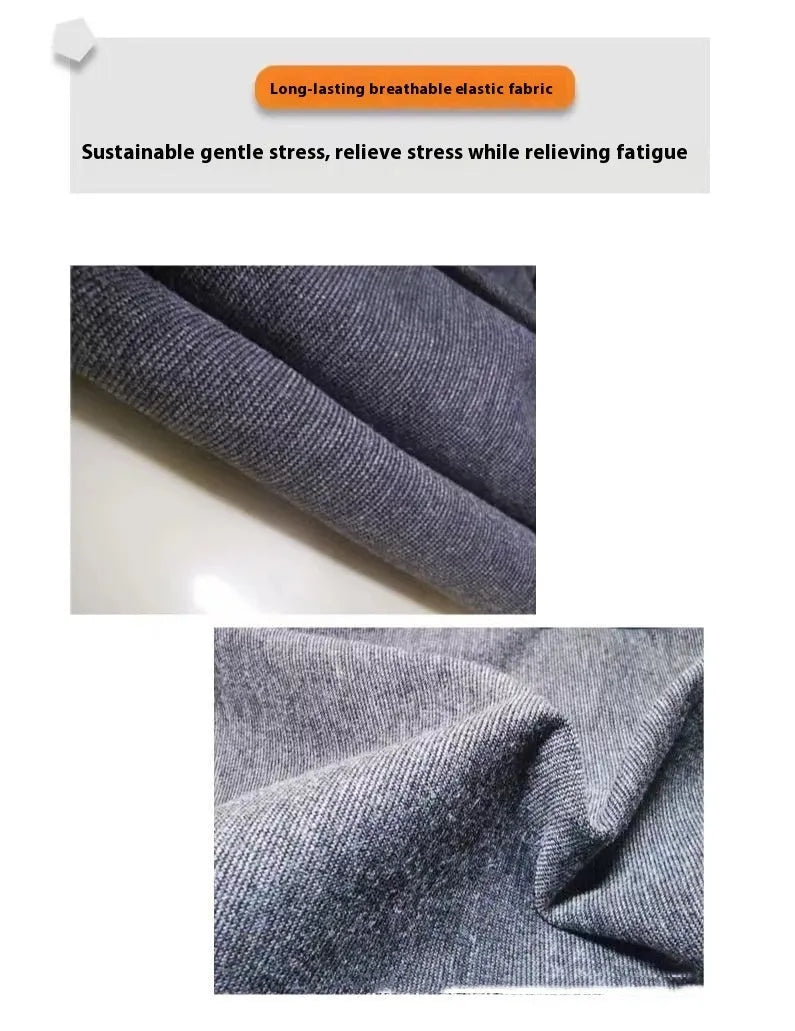 Heather grey dog anxiety jacket and warm vest made from polyester brocade fabric on a medium-sized dog.
