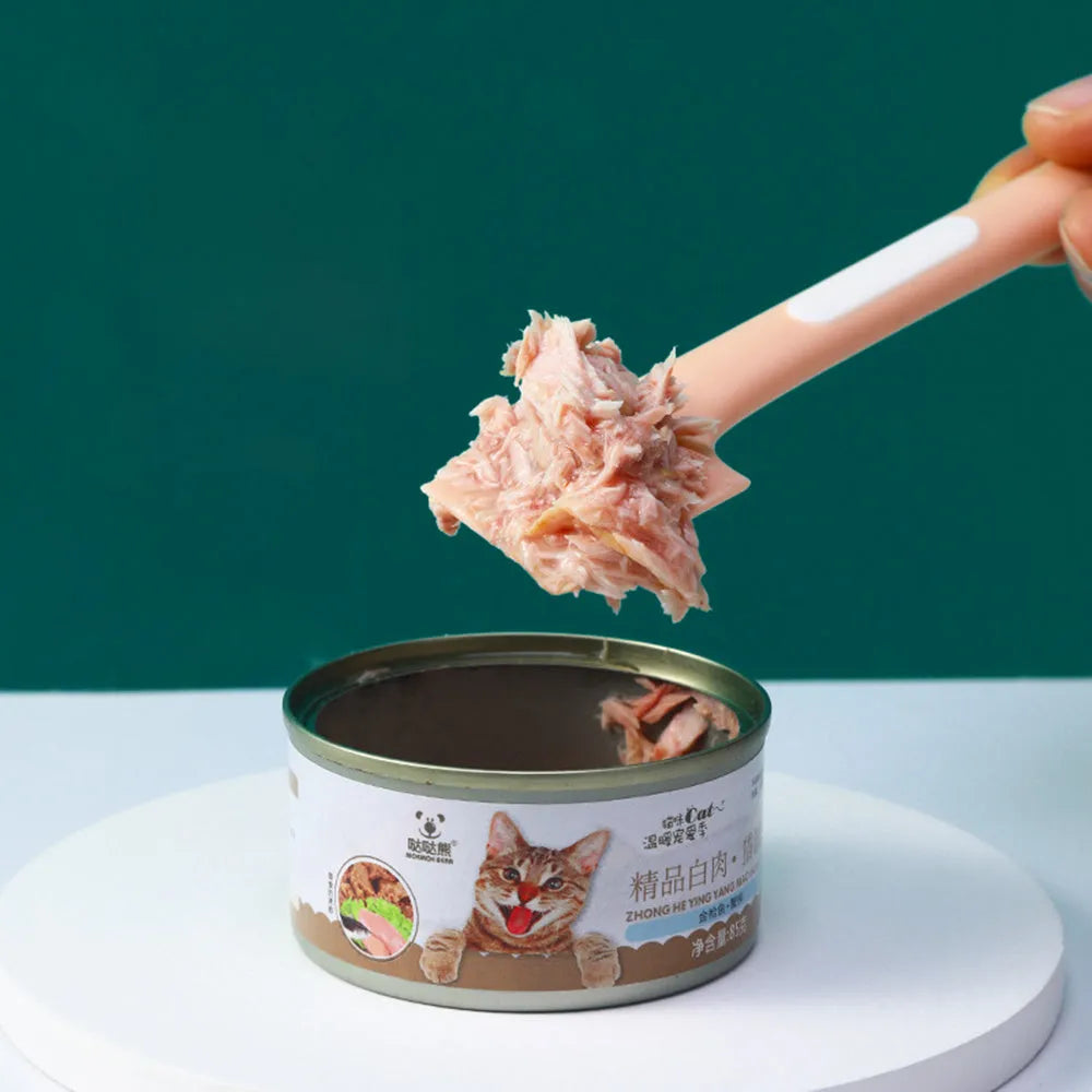 TPR pet food spoon with 16cm long handle for canned wet food serving