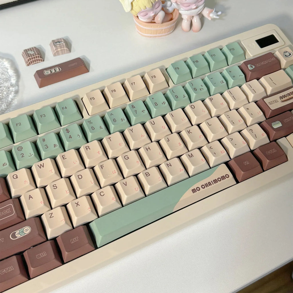 Craft Key CAP plastic keycap set in Matcha Theme colour with five-sided sublimation printing.