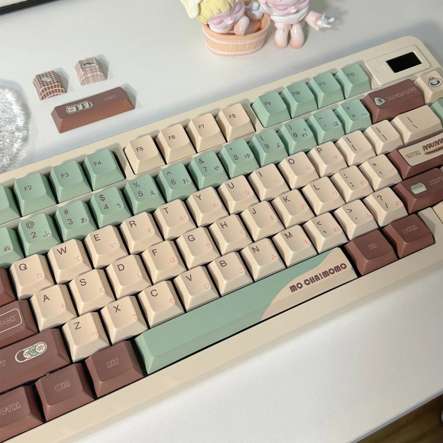 Craft Key CAP plastic keycap set in Matcha Theme colour with five-sided sublimation printing.