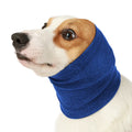 Blue polyester dog headband scarf showing adjustable sizing for canine accessory wear