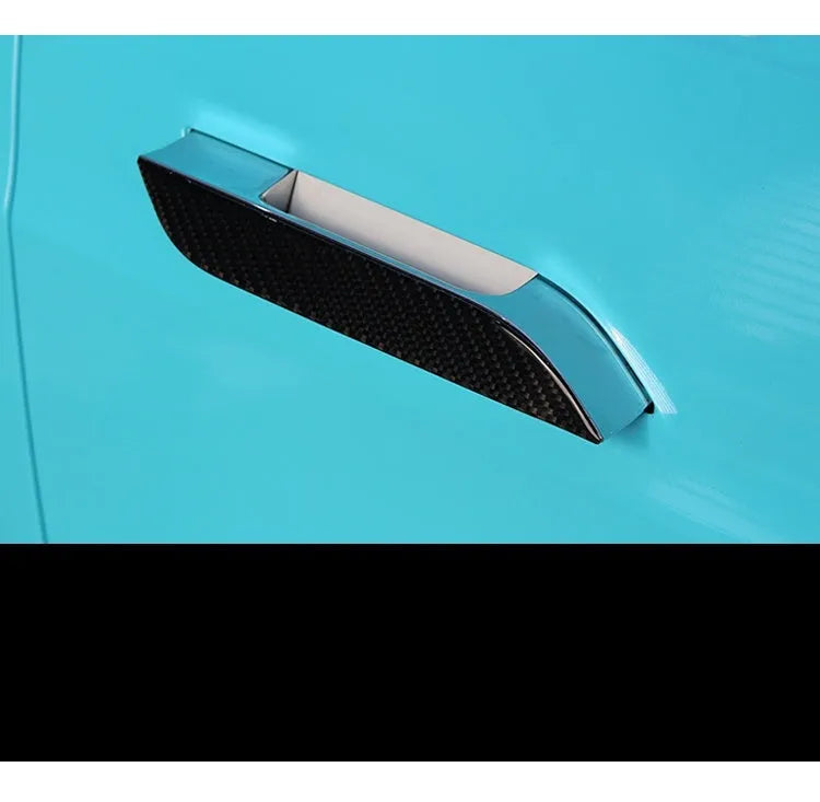 Four carbon fibre door handle protection stickers for Tesla Model S with adhesive backing